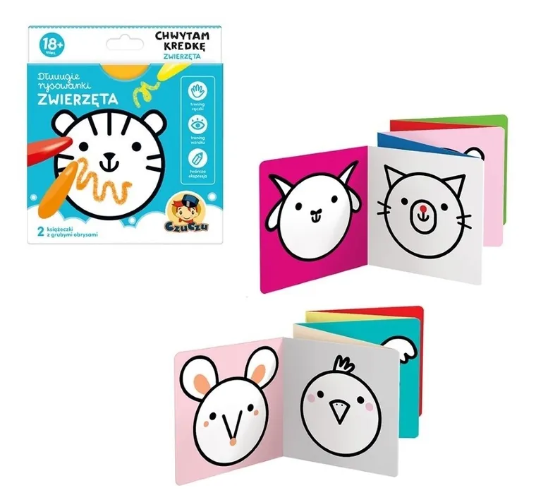 CzuCzu, Dłuuugie rysowanki, Zwierzęta, książeczka edukacyjna, 18m+