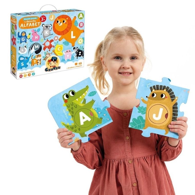 CzuCzu, Duuuże puzzle z dziurką. Alfabet + scenariusze zabaw, 48 elementów