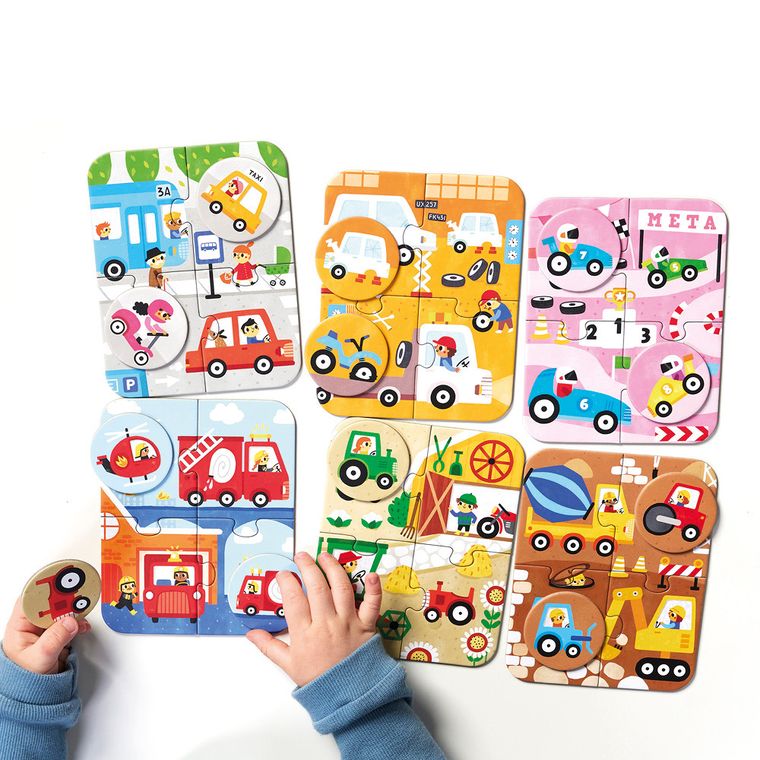 CzuCzu, Pojazdy małe i duże, puzzle i gra, 6-4 elementy, 2+