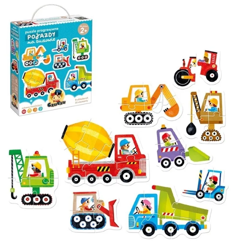 CzuCzu, Pojazdy na budowie, puzzle progresywne