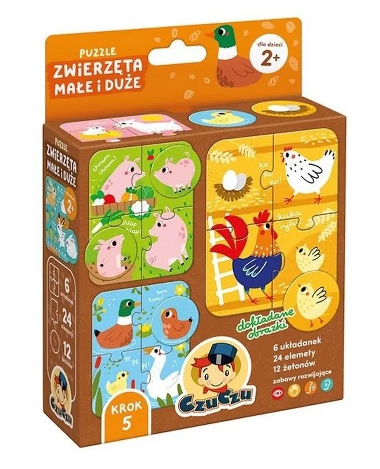 CzuCzu, puzzle, Zwierzęta małe i duże 2+