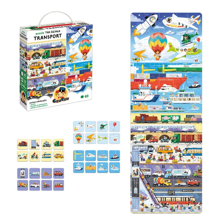 CzuCzu, Tak działa transport, puzzle, 60 elementów, gra, 4+