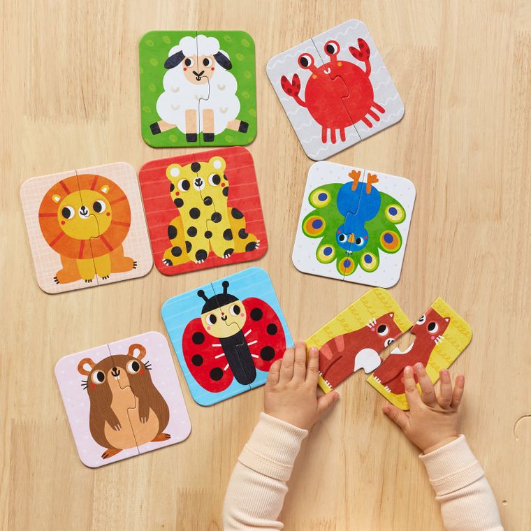 CzuCzu, Układam połówki, Zwierzątka, pierwsze puzzle, dwuelementowe, dla dzieci 18m+