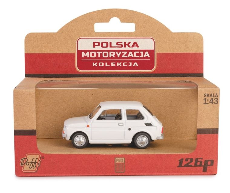 Daffi, Kolekcja Polskiej Motoryzacji, Fiat 126p, pojazd, model metalowy, biały, 1:43