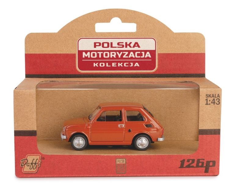 Daffi, Kolekcja Polskiej Motoryzacji, Fiat 126p, pojazd, model metalowy, brązowy, 1:43