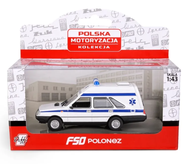 Daffi, Kolekcja Polskiej Motoryzacji, FSO Polonez Cargo Ambulans, pojazd, model metalowy, 1:43