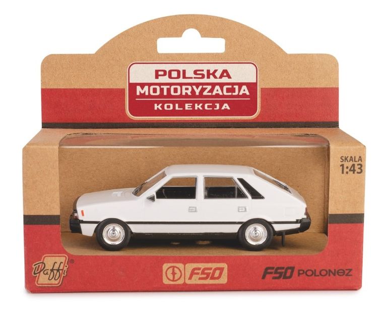 Daffi, Kolekcja Polskiej Motoryzacji, FSO Polonez, pojazd, model metalowy, biały, 1:43