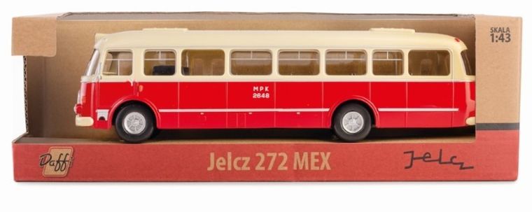Daffi, Kolekcja Polskiej Motoryzacji, Jelcz 272 MEX, pojazd, model metalowy, czerwony, 1:43