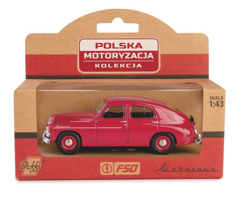 Daffi, Kolekcja Polskiej Motoryzacji, Warszawa M20, pojazd, model metalowy, bordowy, 1:43
