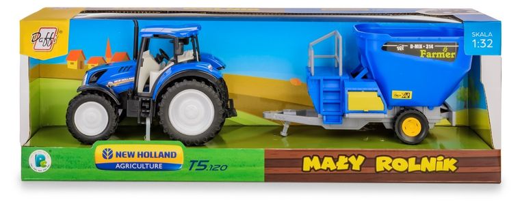 Daffi, Mały Rolnik, New Holland T5, traktor z mieszalnikiem do paszy, 1:32