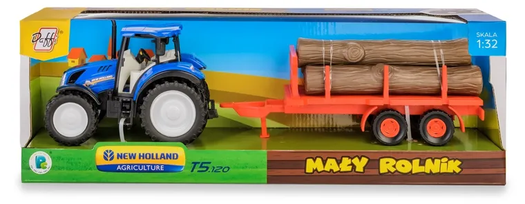 Daffi, Mały Rolnik, New Holland T5, traktor z przyczepą do przewozu, 1:32