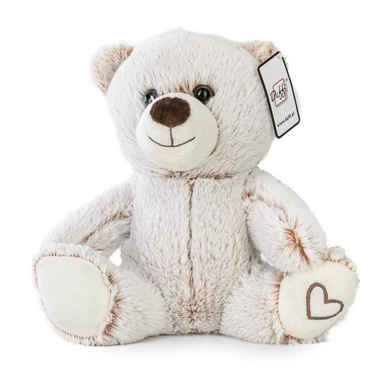 Daffi, miś beżowy, siedzący z serduszkiem, maskotka