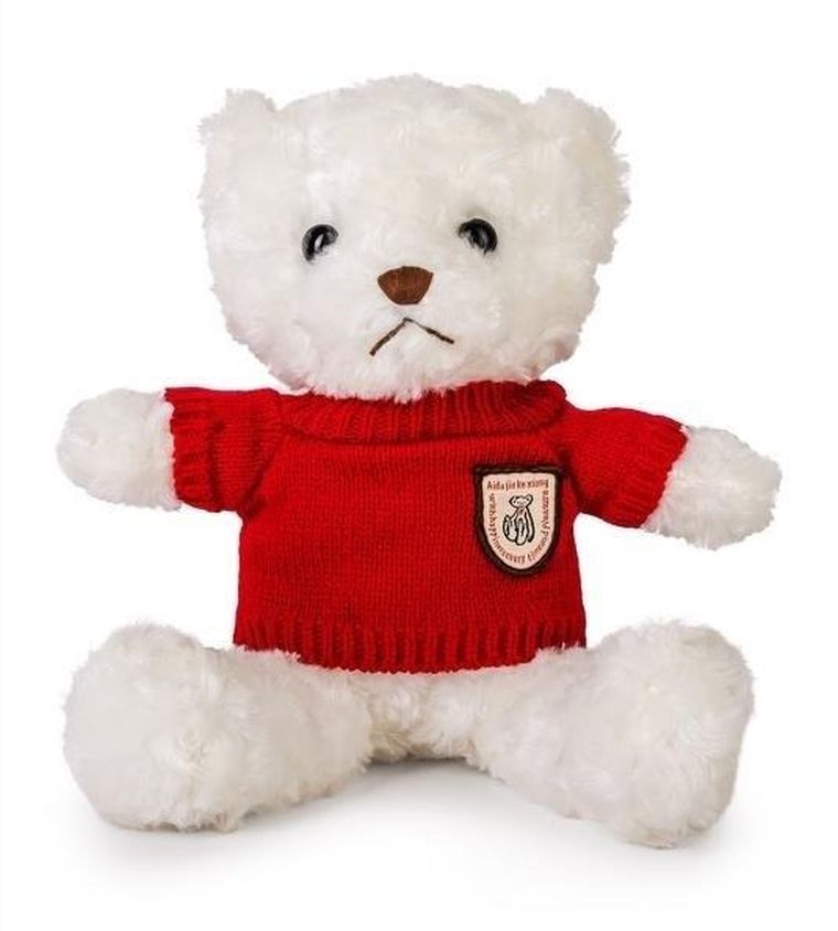 Daffi, miś biały w sweterku, maskotka, czerwony, 22 cm