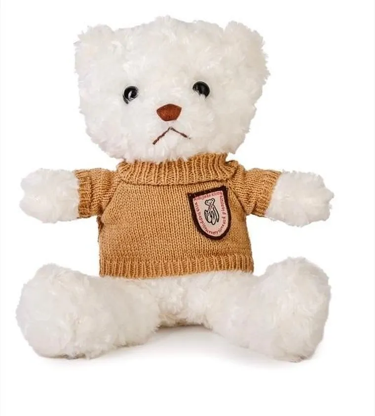 Daffi, Miś w brązowym sweterku, maskotka, biały, 22 cm