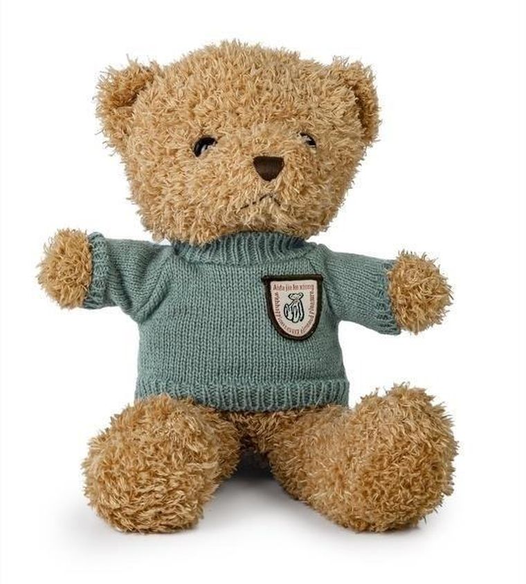 Daffi, Miś w miętowym sweterku, maskotka, brązowy, 22 cm