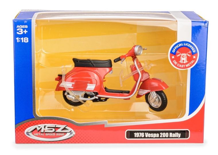 Daffi, MSZ, 1976 Vespa 200 Rally, skuter, model metalowy, czerwony, 1:18