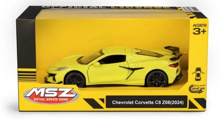 Daffi, MSZ, Chevrolet Corvette C8 Z06(2024), pojazd, model metalowy, żółty, 5"