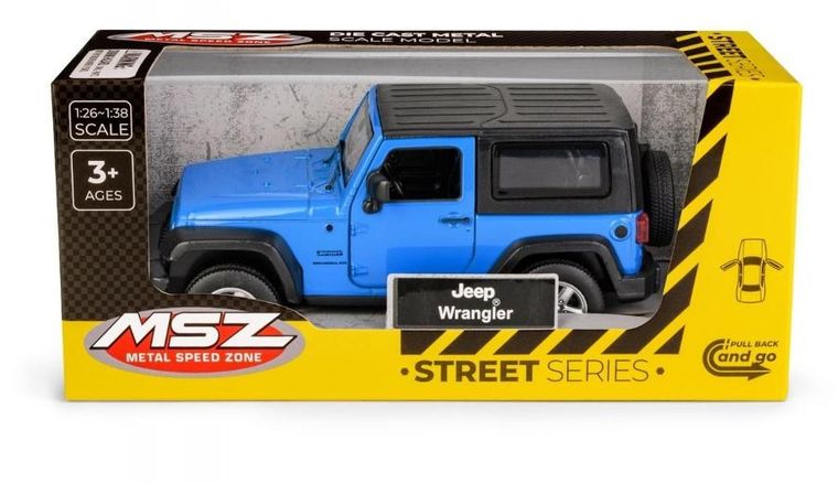 Daffi, MSZ, Jeep Wrangler, pojazd, model metalowy, niebieski, 1:32