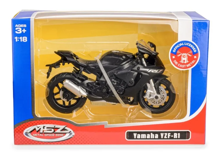 Daffi, MSZ, Yamaha YZF-R1, motocykl, model metalowy, czarny, 1:18