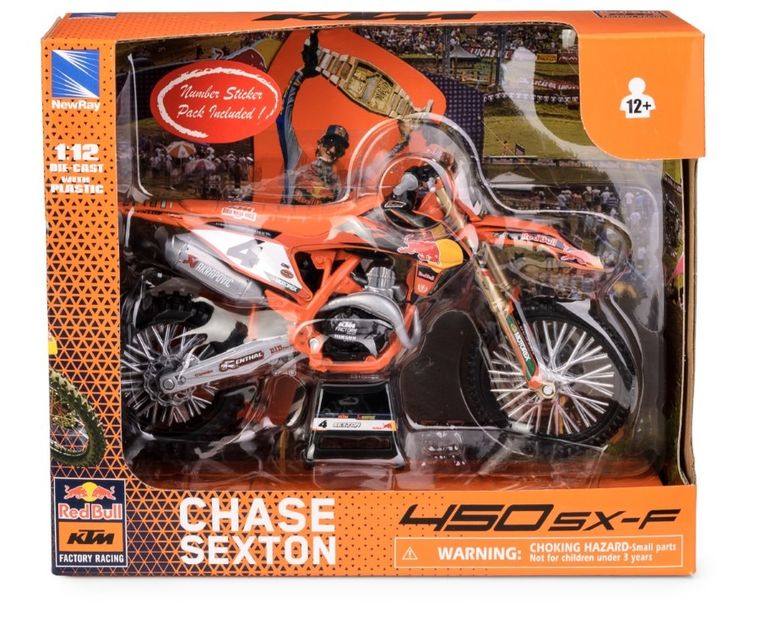 Daffi, Red Bull KTM 450 SX-F No.1 Rider: Chase Sexton 2024, motocykl, model metalowy, 1:12
