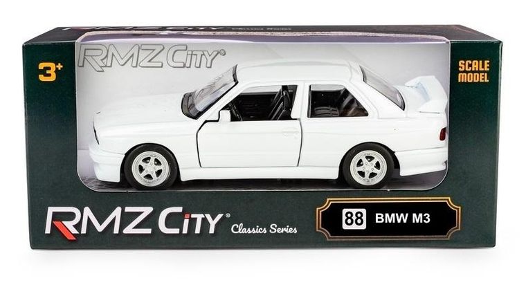 Daffi, RMZ City, BMW M3 E30, pojazd, model metalowy, biały, 1:32