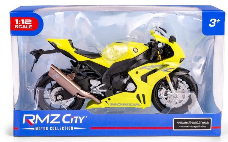 Daffi, RMZ City, Honda CBR1000RR-R Fireblade 2020, motocykl, model metalowy, 1:12, żółty