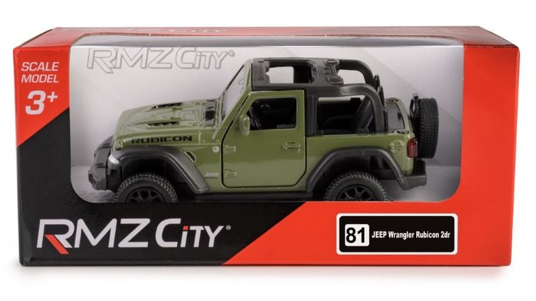 Daffi, RMZ City, Jeep Wrangler Rubicon 2021, Convertible, pojazd, model metalowy, zielony, 1:35