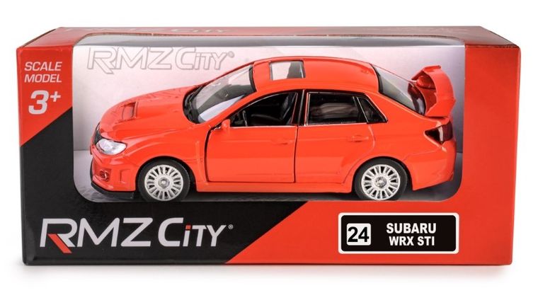 Daffi, RMZ City, Subaru WRX STI 2010, pojazd, model metalowy, czerwony, 1:36