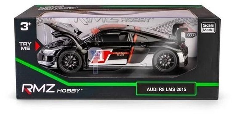 Daffi, RMZ Hobby, Audi R8 LMS 2015 #1, pojazd, interaktywny model metalowy, czarny, 1:32