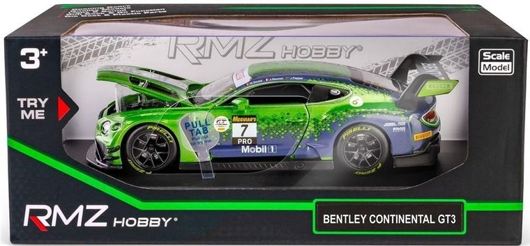Daffi, RMZ Hobby, Bentley Continental GT3 2020 #7, pojazd, interaktywny model metalowy, 1:32