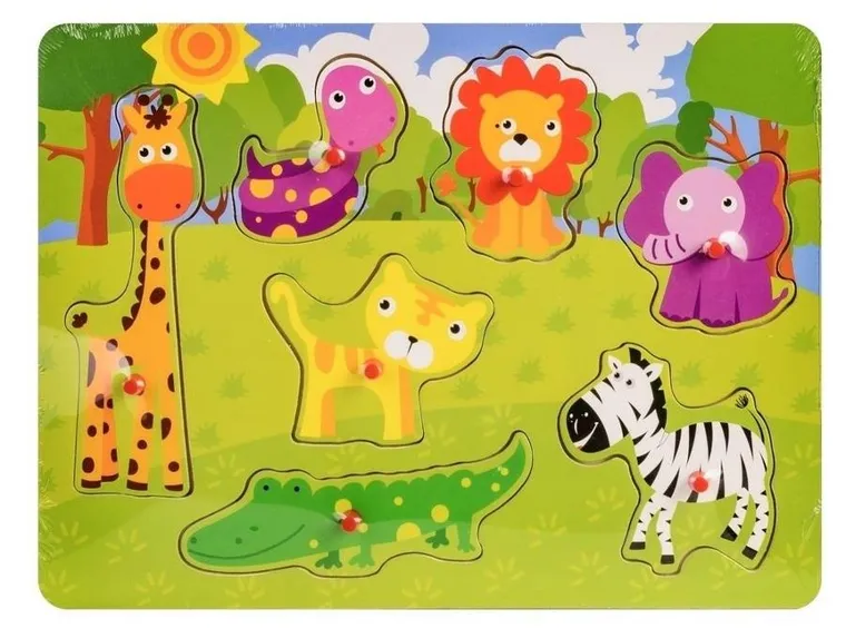 Daffi, Safari układanka drewniana z rączką, 7 elementów