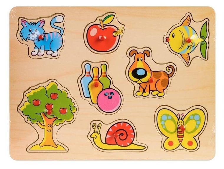 Daffi, układanka drewniana z rączką, 8 elementów