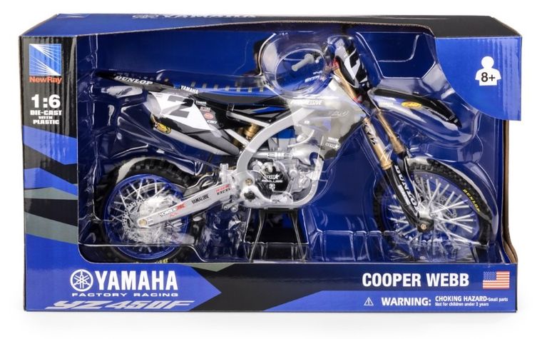 Daffi, Yamaha YZ450F Star Racing Team Bike 2022 Rider: Cooper Webb No.2, motocykl, model metalowy, 1:6