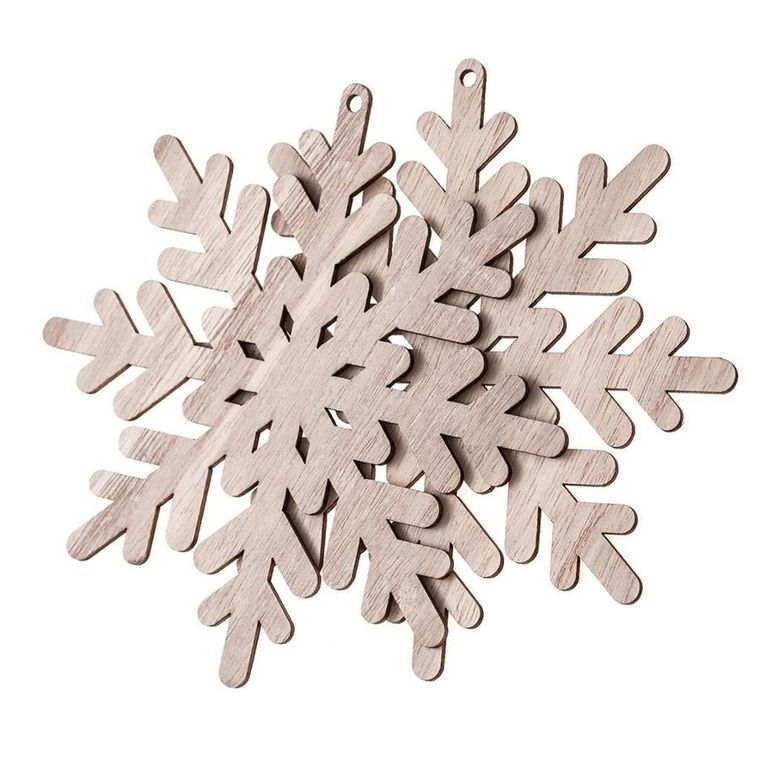 Dalprint, baza drewniana, śnieżynki, 15 cm, 2 szt.