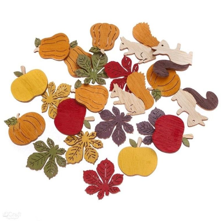 Dalprint, drewniane aplikacje samoprzylepne, jesień, 20 szt.