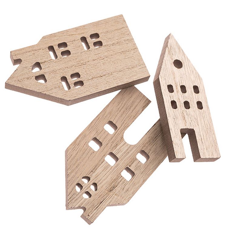 Dalprint, drewniane domki, 1 cmx10 cm, 3 szt.