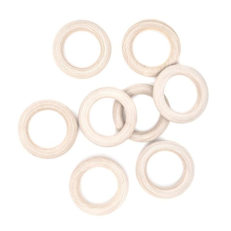 Dalprint, drewniane kółko do makramy, 45 mm, 8 szt.