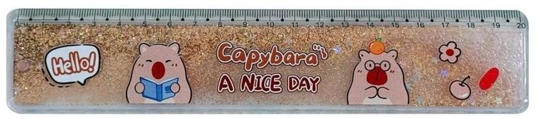 Dalprint, Kapibara, linijka z wodą i brokatem, złota, 20 cm