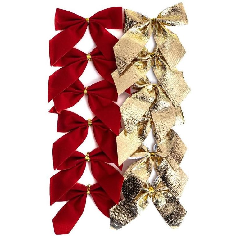 Dalprint, kokardki dekoracyjne czerwone, złote, 12 szt.