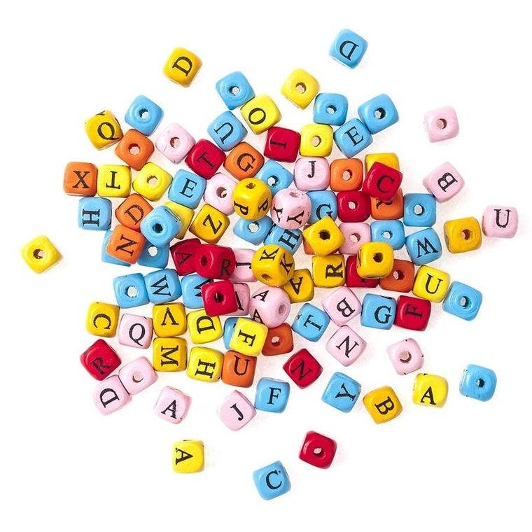 Dalprint, koraliki drewniane, litery, 100 szt.