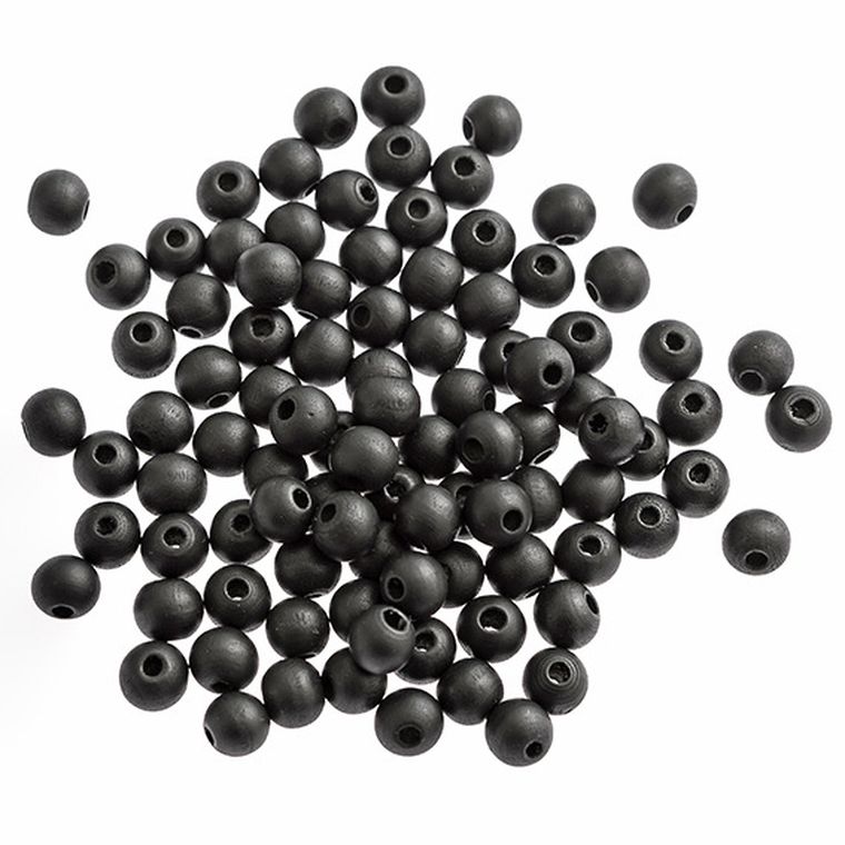 Dalprint, koraliki drewniane, matowa czerń, 10 mm, 100 szt.