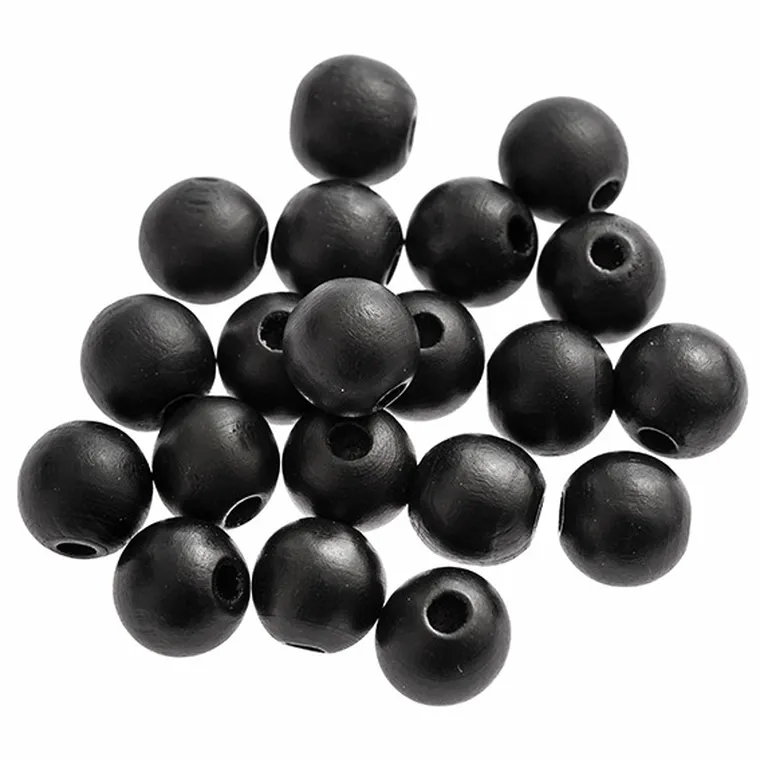 Dalprint, koraliki drewniane, matowa czerń, 16 mm, 20 szt.