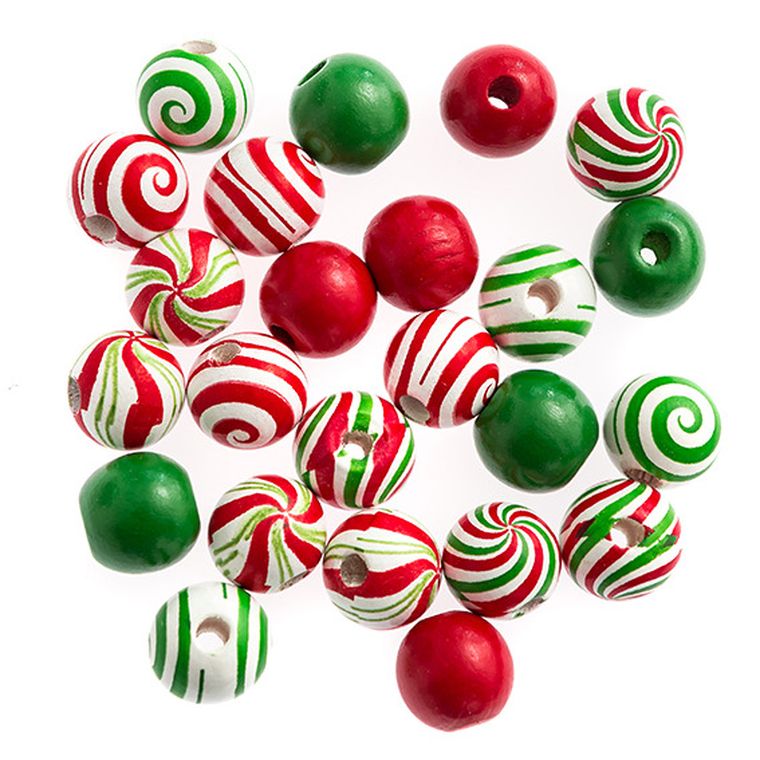 Dalprint, koraliki drewniane, świąteczne, 1.6 cm, 24 szt.