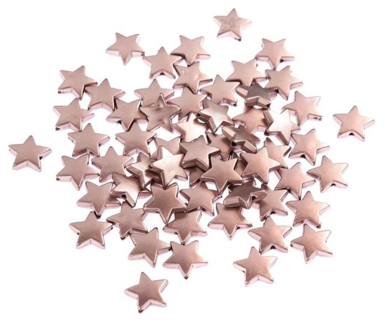 Dalprint, koraliki, różowe złoto, gwiazdki 1, 5 cm, 60 szt.