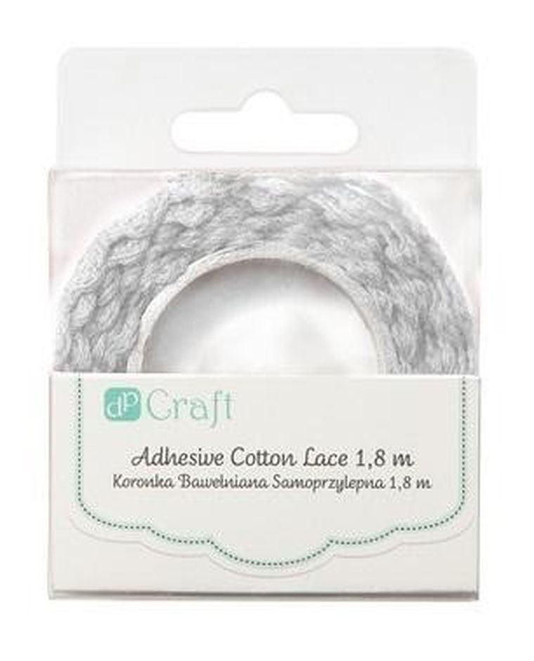 Dalprint, koronka bawełniana, samoprzylepna, biała, 1,8m