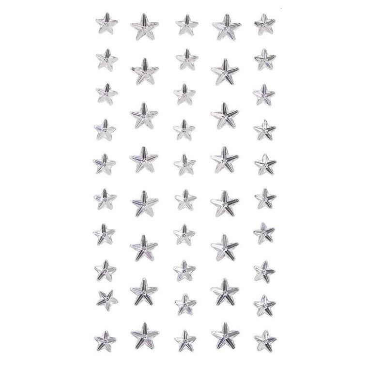 Dalprint, kryształki samoprzylepne, gwiazdki, srebrne 46 szt.