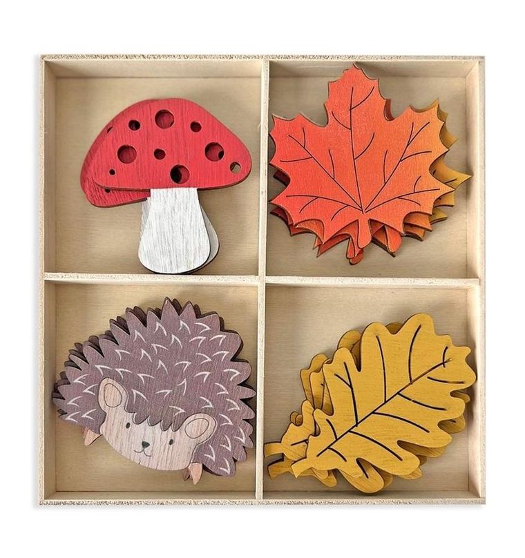 Dalprint, kształty z drewna, jesień, 7 cm, 16 szt.