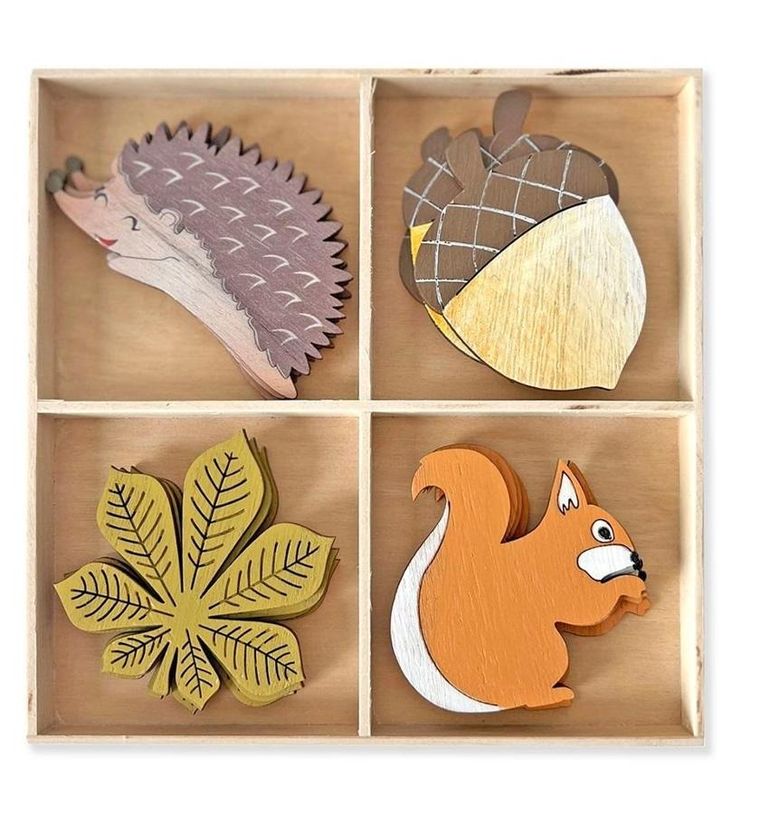 Dalprint, kształty z drewna, las, 7 cm, 16 szt.