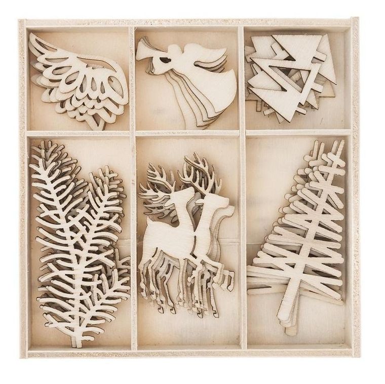 Dalprint, kształty z drewna, święta, 4, 30 szt.