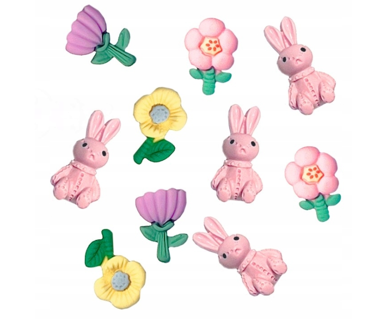 Dalprint, Kwiaty i króliczki, ozdoby samoprzylepne 3D, 12 szt.